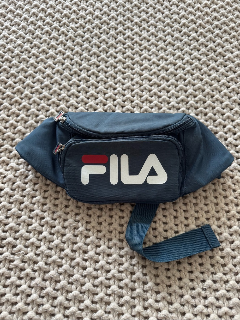 Vintage FILA Navy Belt Bag with White & Red Logo